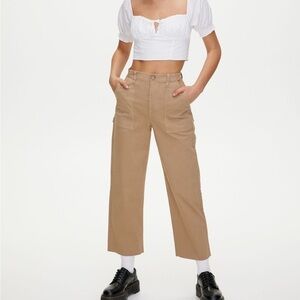 Aritzia Sunday Best Genevieve mid-rise carpenter pants utilitarian & raw hem.